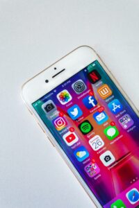 social media icons on a phone